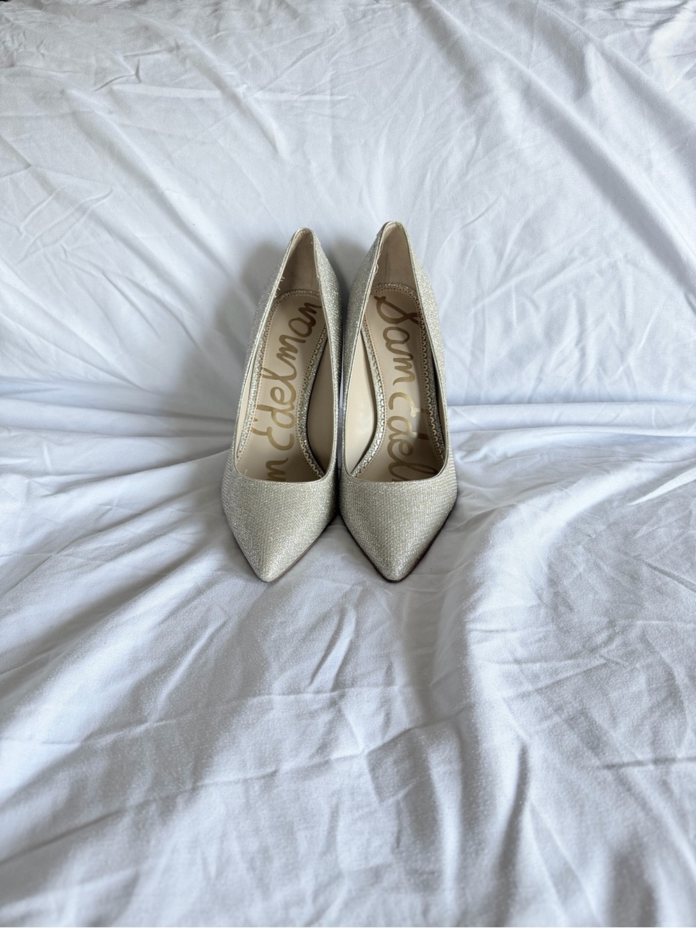 Sam Edelman Silver Champagne Pointed-Toe Pumps
